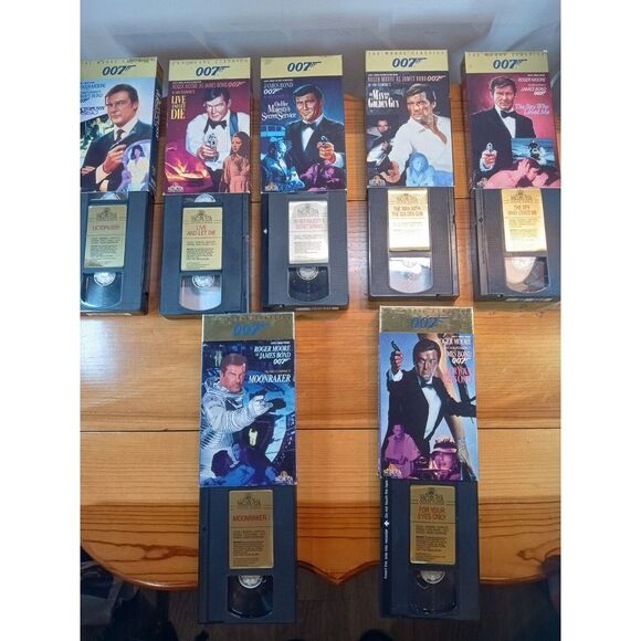 James Bond 007 Roger Moore (VHS) 1988 Lot Of 7 Live And Let Die Octopussy & More